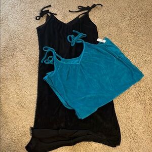 Pair Old Navy Black and Teal Terry Dresses